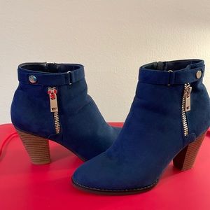 Navy heeled booties